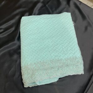 Green Thread Work Chiffon Designer Saree